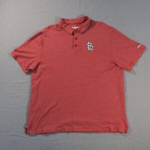 STL Tommy Bahama Shirt Mens Extra Large Polo Red Stripe Embroidered Logo Sport